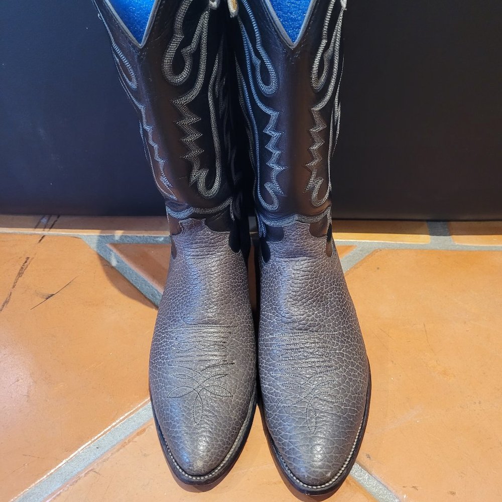 Justin Cowboy Boots 1476 Black & Gray Leather